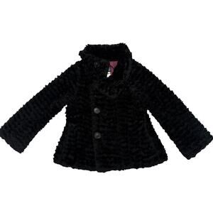 Patagonia Girls Black Faux Fur Fleece Jacket Cozy Outdoor Layer 8 Winter Outdoor